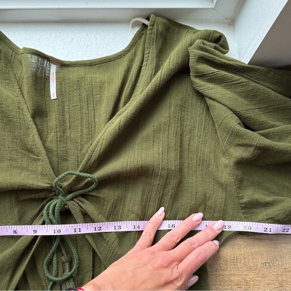 Free people flutter sleeves olive green dress size M - Picture 6 of 9